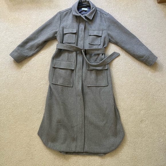 Topshop longline belted utility coat in gray size US 4 - Picture 6 of 12